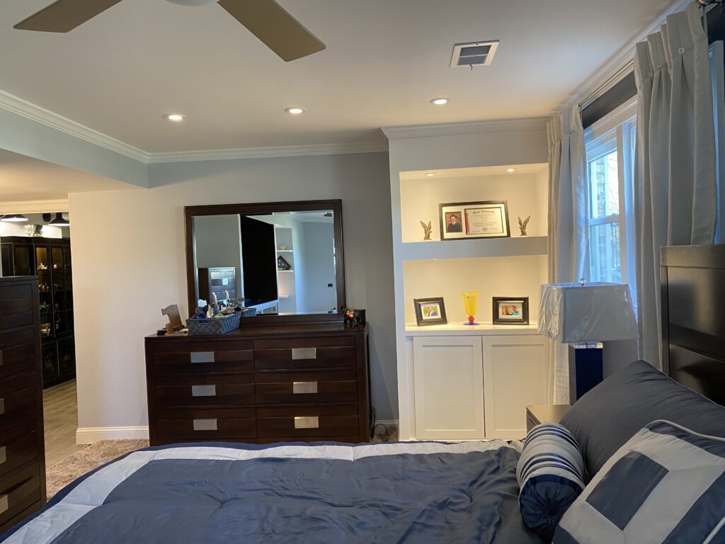 Finished bedroom after a home remodel